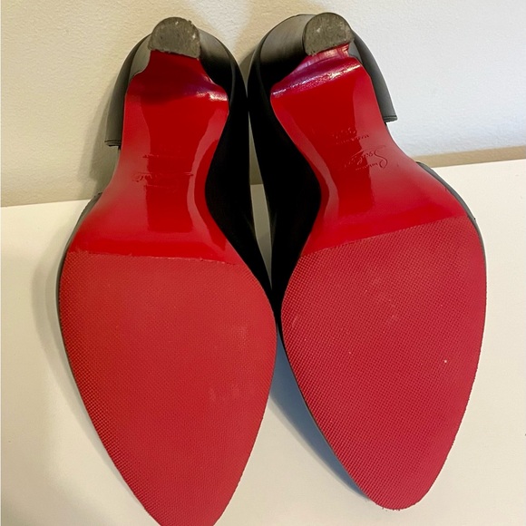 Christian Louboutin Black Leather Heeled Boots with Red Soles - Picture 6 of 7